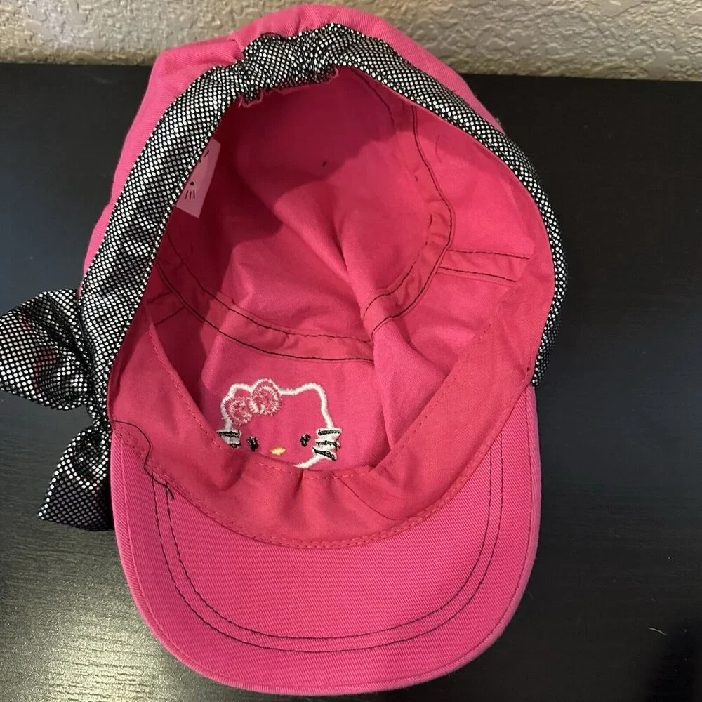 Hello Kitty Sanrio Girls Baseball Cap with Bow One Size Stretch Authentic Pink‎
